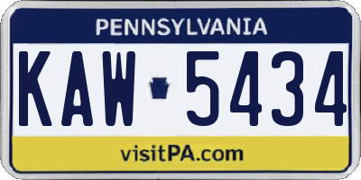 PA license plate KAW5434
