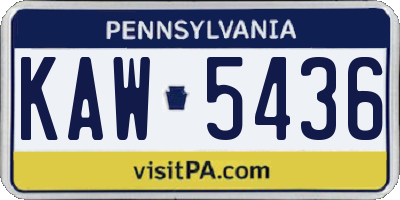 PA license plate KAW5436