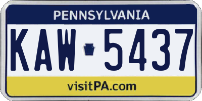 PA license plate KAW5437