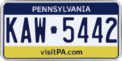 PA license plate KAW5442