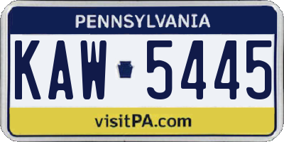 PA license plate KAW5445