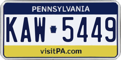 PA license plate KAW5449