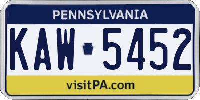 PA license plate KAW5452
