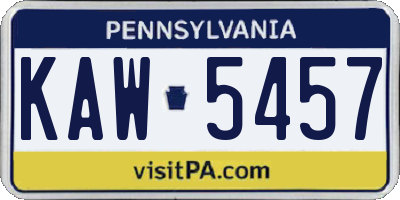 PA license plate KAW5457