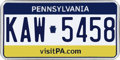 PA license plate KAW5458