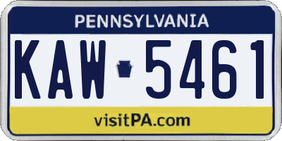 PA license plate KAW5461