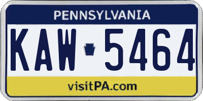 PA license plate KAW5464