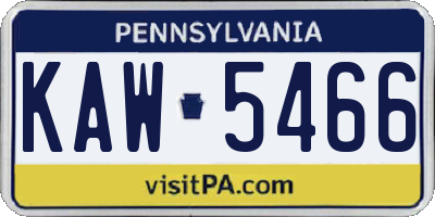PA license plate KAW5466