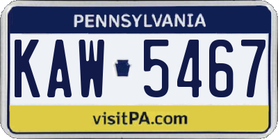 PA license plate KAW5467