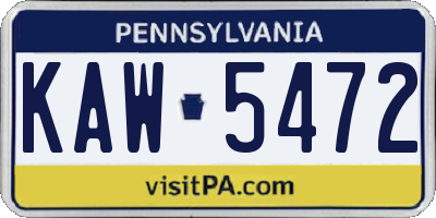PA license plate KAW5472