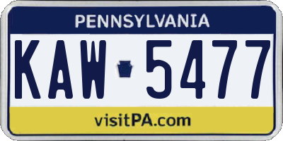 PA license plate KAW5477