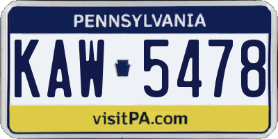 PA license plate KAW5478