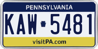 PA license plate KAW5481