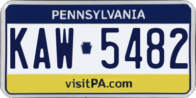 PA license plate KAW5482