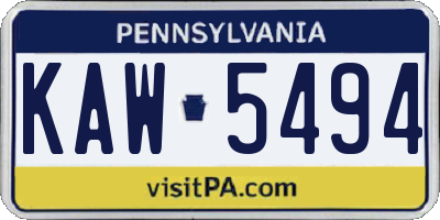 PA license plate KAW5494