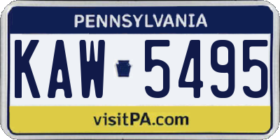 PA license plate KAW5495