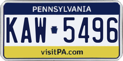 PA license plate KAW5496