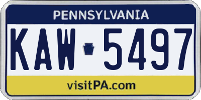 PA license plate KAW5497