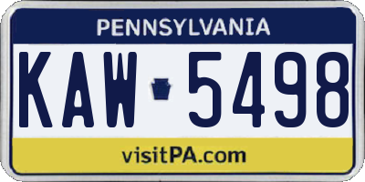 PA license plate KAW5498
