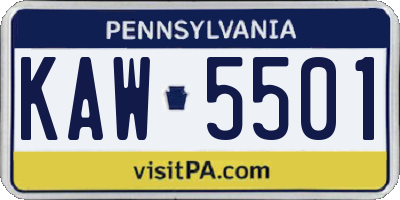 PA license plate KAW5501