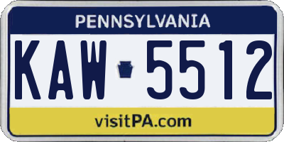 PA license plate KAW5512