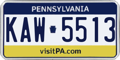 PA license plate KAW5513