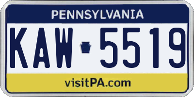 PA license plate KAW5519