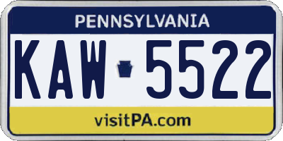 PA license plate KAW5522