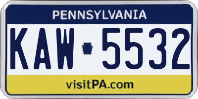 PA license plate KAW5532