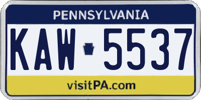 PA license plate KAW5537