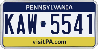 PA license plate KAW5541