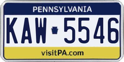 PA license plate KAW5546