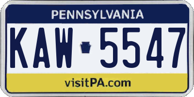 PA license plate KAW5547