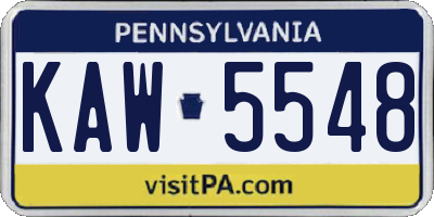 PA license plate KAW5548
