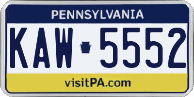 PA license plate KAW5552