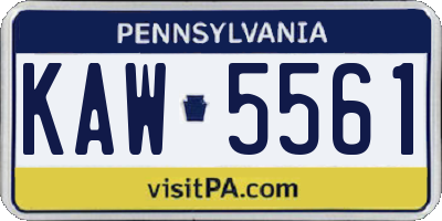 PA license plate KAW5561