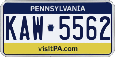 PA license plate KAW5562