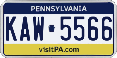 PA license plate KAW5566