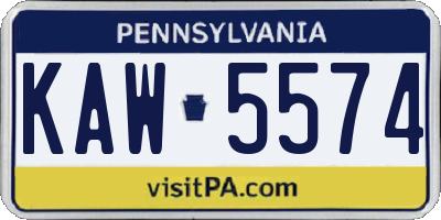 PA license plate KAW5574