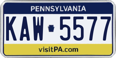 PA license plate KAW5577