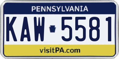 PA license plate KAW5581