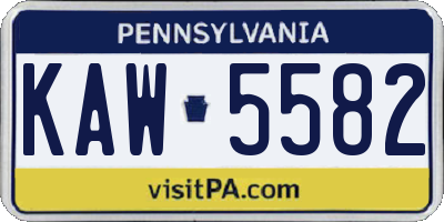PA license plate KAW5582