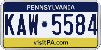 PA license plate KAW5584