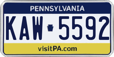 PA license plate KAW5592