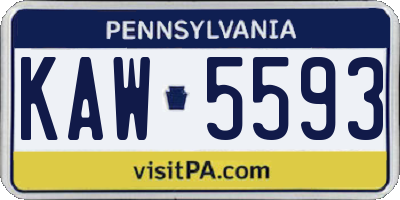 PA license plate KAW5593