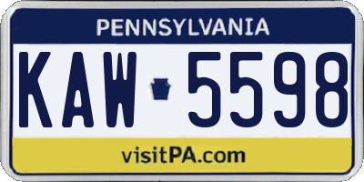 PA license plate KAW5598