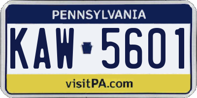 PA license plate KAW5601