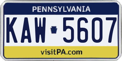 PA license plate KAW5607