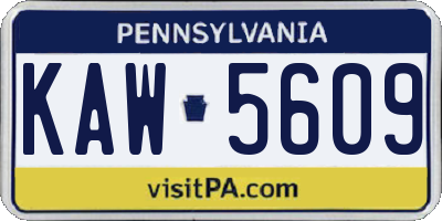 PA license plate KAW5609