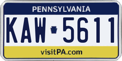 PA license plate KAW5611